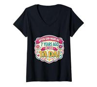 Femme Après Que Dieu m'ait créée il y a 7 Ans, Said Tada a fêté Ses 7 Ans T-Shirt avec Col en V