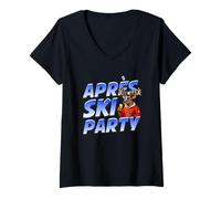 Femme Apres Ski Party Inscription en Allemand Skiurlaub T-Shirt avec Col en V