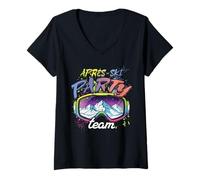 Femme Apres Ski Party Team Wintersport Snow Love Ski T-Shirt avec Col en V