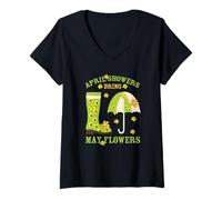 Femme April Showers Bring May Flowers & Rubber Boots for Gardener T-Shirt avec Col en V