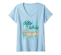 Femme Aquarelle Florale After While Alligator T-Shirt avec Col en V