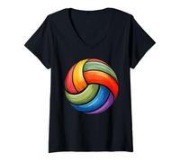 Femme Aquarelle Volleyball Lover Beach Volleyball Joueur Pour Adolescent T-Shirt avec Col en V