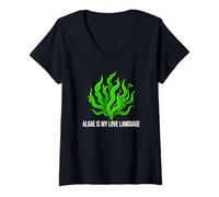 Femme Aquarist Marine Biologist Algae is My Love Language T-Shirt avec Col en V