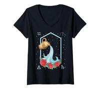 Femme Aquarius Astrologie Constellation Signe du Zodiaque Horoscope T-Shirt avec Col en V