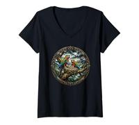 Femme Ara Mignon Garcon Jaune ornithologue ornithologue Perroquet Oiseaux forêt Vierge T-Shirt avec Col en V