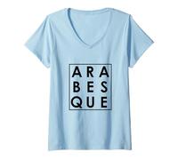 Femme Arabesque Ballet Danser Typographie Art T-Shirt avec Col en V