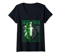 Femme Arabie Saoudite Fan Arabian Horse Saudi T-Shirt avec Col en V