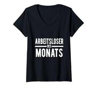 Femme Arbeitsloser des Monats Blague Allemande drôle T-Shirt avec Col en V