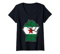 Femme Arbonaida Drapeau de l'indépendance Andalousie, Poing Masculin, Homme T-Shirt avec Col en V