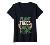 Femme Arbor Day Plantation d'arbres Nature Lover Eco Green Earth Pride T-Shirt avec Col en V