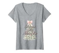 Femme Arbre de Noël chrétien Oh Come Let Us Adore Him T-Shirt avec Col en V