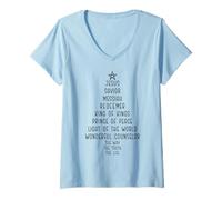 Femme Arbre de Noël de Noël centré sur Les écritures T-Shirt avec Col en V