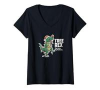 Femme Arbre de Noël Rex Tiny Arms Big Problems Drôle T-Shirt avec Col en V