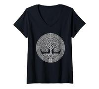 Femme Arbre de sureau païen Paganisme Arbre de Magie T-Shirt avec Col en V