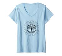 Femme Arbre de vie, cercle runes, arbre de vie celtique, viking T-Shirt avec Col en V