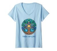 Femme Arbre de Vie Mystique Yggdrasil Etz Chaim Arbor Vitae T-Shirt avec Col en V