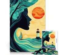 Femme, Arbre et mer Puzzle de 1000 pièces pour Adolescents Développe Les compétences analytiques Découpe Nette (38x26cm)