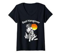 Femme Arbre Squelette de Gueule de Bois Bad Hangover pour Les Amateurs de fête T-Shirt avec Col en V