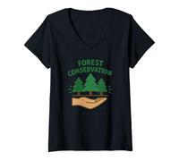 Femme Arbres à Main pour la Conservation des forêts T-Shirt avec Col en V