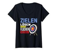 Femme Arc de tir à l'arc - Flèche et cible - Arc de sport T-Shirt avec Col en V