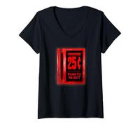 Femme Arcade Coin Slot Lumineux T-Shirt avec Col en V