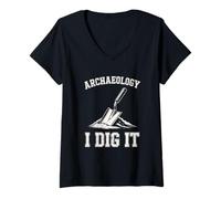 Femme Archéologie I Dig It! Archéologue Creuser Excavation T-Shirt avec Col en V