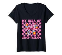 Femme Archery Girl Mom Archer Arc et flèche Idée de thérapie de groupe T-Shirt avec Col en V