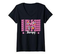 Femme Archery Girl Mom Archer Arc et flèche Idée de thérapie de groupe T-Shirt avec Col en V