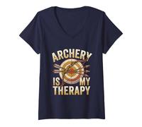 Femme Archery is My Therapy Archer et Archer Amusant T-Shirt avec Col en V