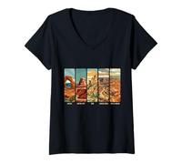 Femme Arches des Parcs nationaux de l'Utah Bryce Canyon Zion Capitol Reef T-Shirt avec Col en V
