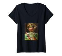 Femme Archimboldo Vertumnus Fruit Face Renaissance Fine Art Drôle T-Shirt avec Col en V