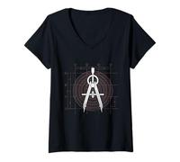 Femme Architecte Graphique rétro dessinateur étudiant en Architecture T-Shirt avec Col en V