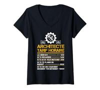 Femme Architecte tarif houraire Architecture Architectes Fan Drôle T-Shirt avec Col en V