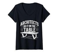 Femme Architects Do It on The Table Architecture Joke |- T-Shirt avec Col en V