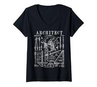 Femme Architecture Architecture Outils étudiants Vintage Brevet Impression T-Shirt avec Col en V