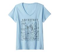 Femme Architecture Architecture Outils étudiants Vintage Brevet Impression T-Shirt avec Col en V