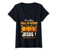 Femme are You Fall-O-Ween Jesus Christian Autumn Pumpkin Halloween T-Shirt avec Col en V