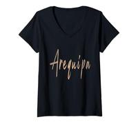 Femme Arequipa Pérou Design Vintage élégant T-Shirt avec Col en V