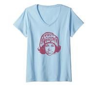 Femme Aretha Franklin Young Tête avec logo noir T-Shirt avec Col en V