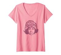 Femme Aretha Franklin Young Tête avec Logo Noir T-Shirt avec Col en V, Rose, L