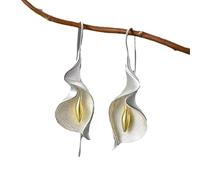 Femme Argent Or Calla Lily Boucle d'oreille-Artistique Floral Boucles d'oreille goutte, Elégant Déclaration Bijoux pour Quotidien et Occasions Spéciales