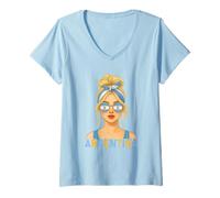 Femme Argentinian Girl Argentina Flag Argentinian Girlfriend Wife T-Shirt avec Col en V