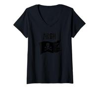 Femme ARGH Pirate Crâne et os croisés Jolly Roger ARGH Pirate T-Shirt avec Col en V