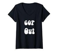 Femme Argot Hippie Cop Out T-Shirt avec Col en V