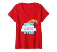 Femme Aria - Best Aria Ever - Rainbow Cute Girl Aria T-Shirt avec Col en V
