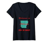 Femme Arkansas, bienvenue à. Maintenant, rentrez chez vous T-Shirt avec Col en V