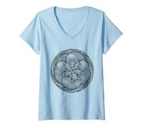 Femme Armadillo Mandala géométrique Art Circulaire T-Shirt avec Col en V