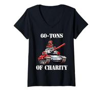 Femme Armée de Soldats de Chars léopard de charité de 60 tonnes T-Shirt avec Col en V