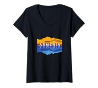 Femme Armenia Mountain Reflections Souvenir de la Nature arménienne T-Shirt avec Col en V