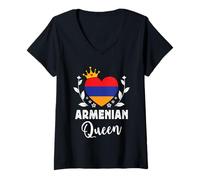 Femme Armenian Queen Armenia Flag Proud Armenian Woman T-Shirt avec Col en V